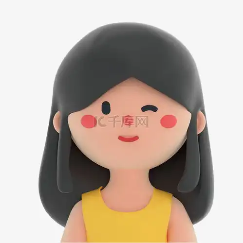  3d立体c4d黑发女生头像素材图片免费下载千库网
