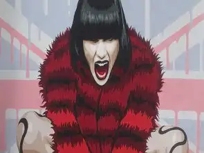  黑发美女狰狞表情红色皮草人物油画玄关图片设计素材高清模板下载10.80mb立体玄关大全