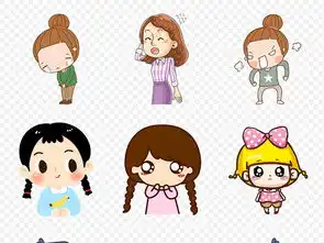  手绘卡通可爱女生女孩搞笑表情包海报素材背景图片png