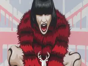  黑发美女狰狞表情红色皮草人物油画玄关图片设计素材高清模板下载10.80mb立体玄关大全
